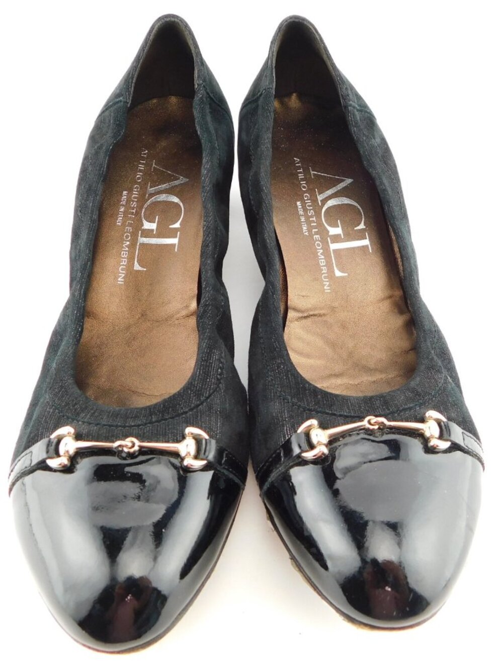 AGL Attilio Giusti Leombruni Black Suede Leather Cap Toe Block Heel Pumps 42